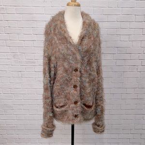 Anthropology Hand Knitted Sweater with Wood Buttons Sz XL